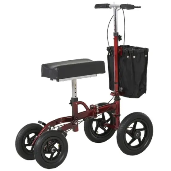 HOMCOM Knee Scooter for Foot Injuries in Adults with Basket Storage, Knee Walker Mobility Scooter for Medical Rehabilitation & Injuries, Red image {3}