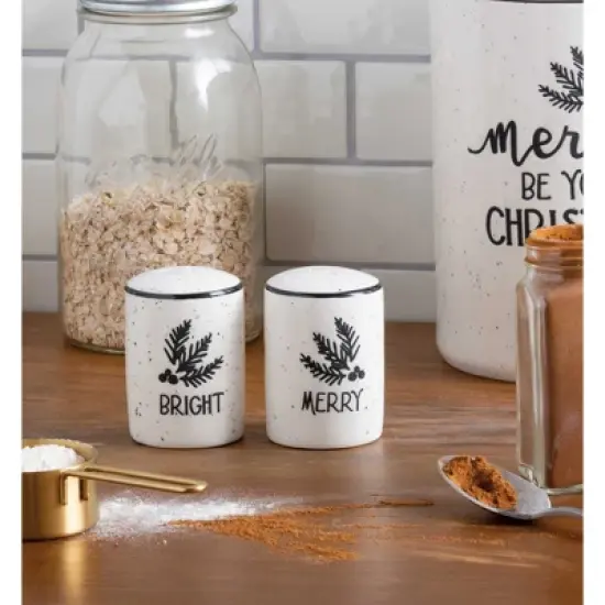 Primitives By Kathy 2.75 In Merry Bright Salt And Pepper Christmas Salt And Pepper Shaker , Pine Berries (2PC) image {2}