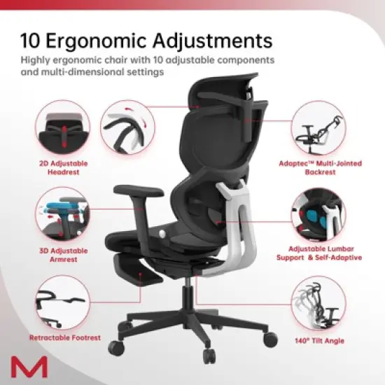 UNISOAR Executive Office Chair Smart Adaptive Backrest Mesh Chair for Gaming, Home image {3}
