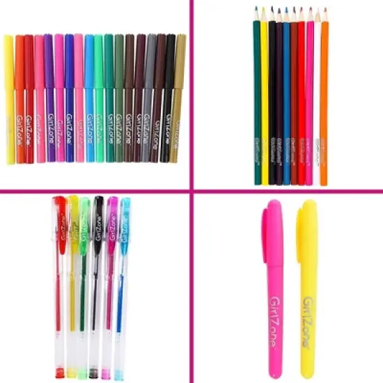 GirlZone 43-Piece Rainbow Stationery Set for Girls, Jumbo Rainbow Arts & Crafts Filled Stationery Pencil Case for Girls image {5}