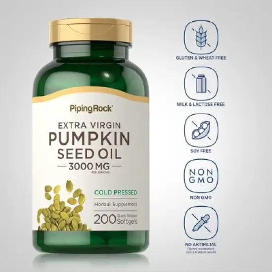 Piping Rock Pumpkin Seed Oil 3000mg | 200 Softgels image {2}
