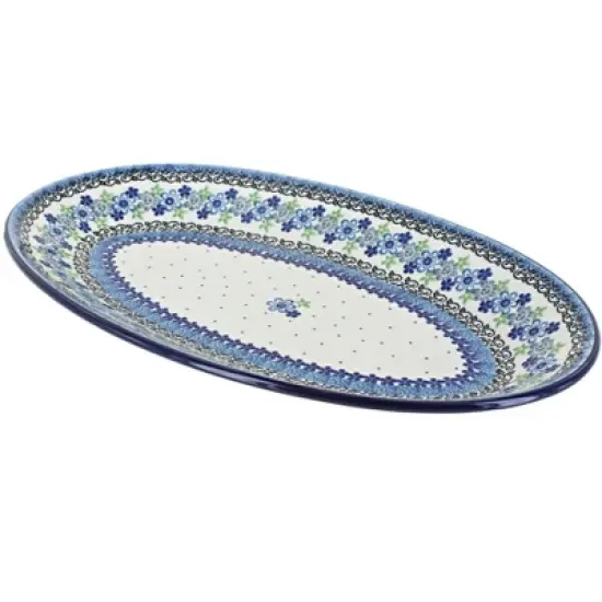 Blue Rose Polish Pottery 205 Ceramika Artystyczna Large Oval Platter image {7}