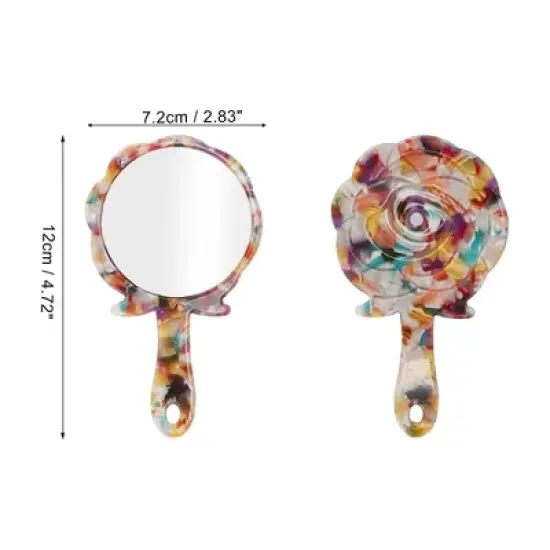 Unique Bargains Rose Shape Handheld Makeup Mirror 1 Pc image {1}
