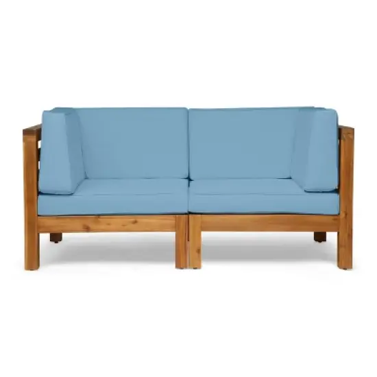 Christopher Knight Home Oana Outdoor Acacia Wood Loveseat with Cushions image {11}
