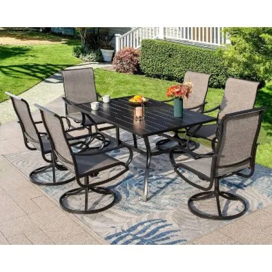Outdoor Rectangle Steel Dining Table - Black - Captiva Designs image {6}