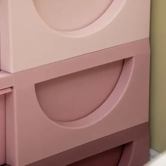 Qaba 3 Tier Kids Storage Unit with 6 Drawers Chest Toy Organizer Plastic Bins for Kids Bedroom Nursery Living Room for Boys Girls Toddlers, Pink image {5}