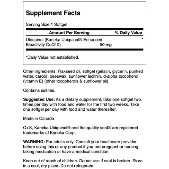 Swanson Dietary Supplements Ubiquinol 50 mg 60 Sgels image {1}