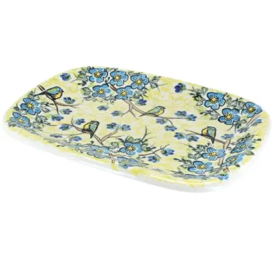 Blue Rose Polish Pottery 120 Vena Medium Rectangular Serving Platter image {6}
