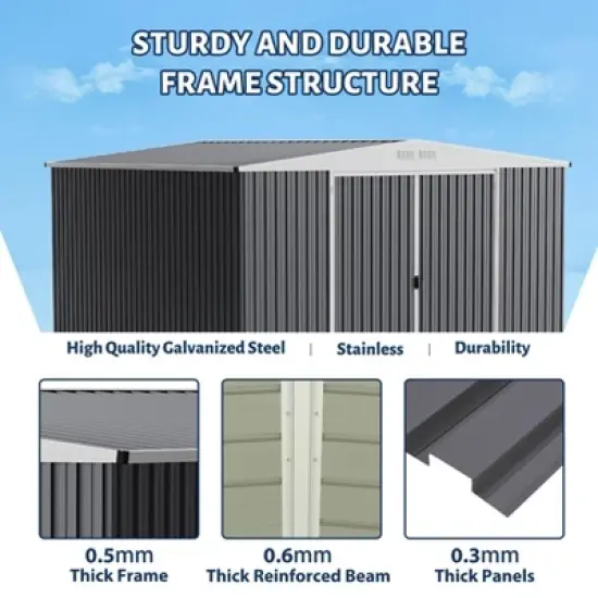 Large Outdoor Storage Shed 8x7 Ft Heavy Duty Metal Shed with Lockable Doors, Weather Resistant & Easy to Assemble for Garden Backyard image {2}