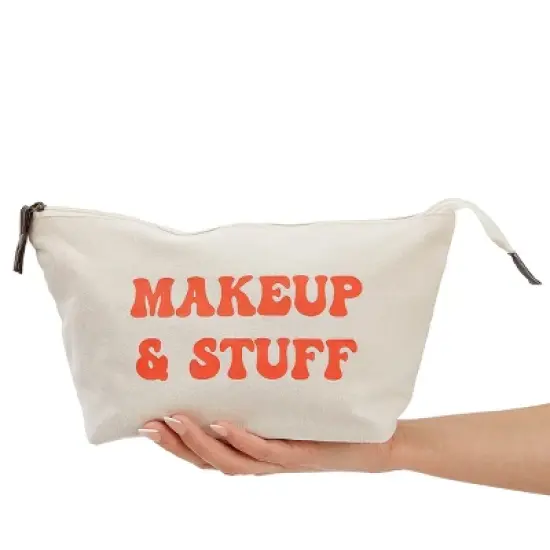 6 Pack Small Canvas Makeup Bags with Zipper for Women, 3 Designs (White, 8 x 4 x 6 In) image {3}