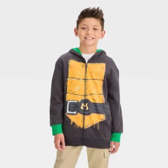 Boys' Teenage Mutant Ninja Turtles Michelangelo Zip-Up Sweatshirt - Black image {3}