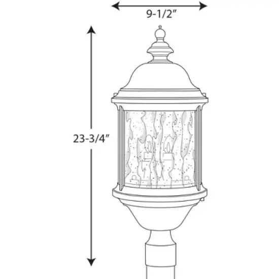 Progress Lighting, Ashmore Collection, 3-Light Post Lantern, Antique Bronze, Water Seeded Glass Shade image {1}