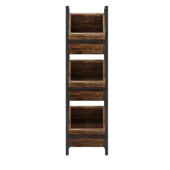 Lirago Brown Powder Coated Metal and Particle Board 3-Tier Wine Rack 14.6x11.8x51.2 Inch Freestanding Storage image {8}