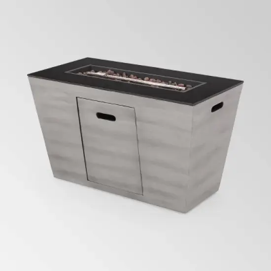 Langton Rectangular 40" Light Weight Concrete Gas Fire Pit Dark Gray - Christopher Knight Home image {6}