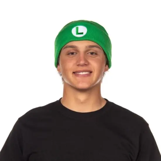 Nintendo Beanie | Super Mario Bros. Mario and Luigi Embroidered Patch 2-Pack Knit Cuffed Cold Weather Beanie Set For Men and Women Multicolored image {5}