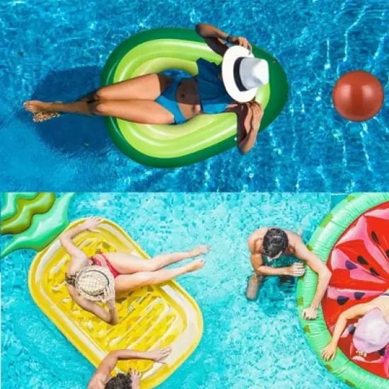 Acekool Giant Inflatable Avocado Pool Float, Fun Raft for Kids & Adults, 3 Drink Holders, Outdoor Floating Lounge for Pool Parties image {6}