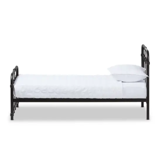 Twin Mandy Vintage Industrial Finished Metal Platform Bed Black - Baxton Studio image {1}