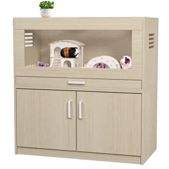 Angel Sar Large Hamster Cage, Wooden Guinea Pig Cages with Detachable Cabinet, Guinea Pig Hutch with Bridge, Openable Top image {6}