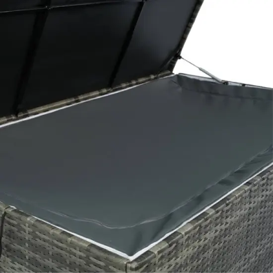WELLFOR 200gal Wicker Outdoor Storage Box with Lid Gray image {6}