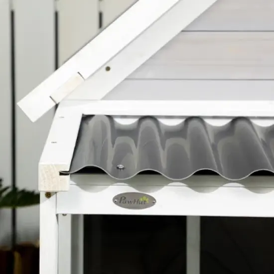 PawHut Outdoor Dog House for Large Dogs Outside Dog Shelter, Beautiful Cabin Design, Shady Front Porch, Two Windows, Wooden Dog House for Medium Dogs image {4}