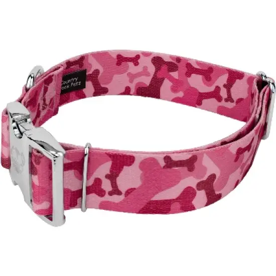 Country Brook Petz 1 1/2 Inch Premium Pink Bone Camo Dog Collar image {1}