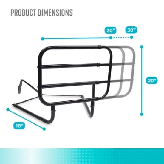 Able Life Bedside Extend-A-Rail, Adjustable Safety Guard Rail for Seniors, Black image {6}