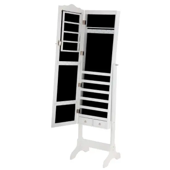 Tangkula Lockable Jewellery Cabinet Mirrored Floor Stand Storage Organizer image {4}