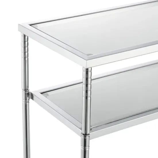 Tudor Console Table with Shelf Clear Glass/Chrome - Breighton Home image {4}