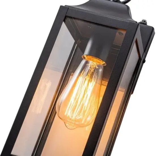 C Cattleya 2-Pack 1-Light Matte Black Dusk to Dawn Outdoor Wall Lantern Sconce with Clear Glass Shade (E26) image {3}