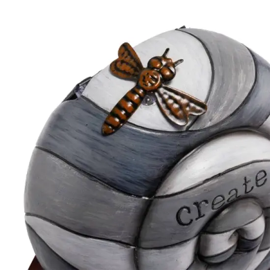 7" "Create" Snail Statue with Solar-Powered LED Light Heathered Gray/White/Copper - Alpine Corporation image {1}