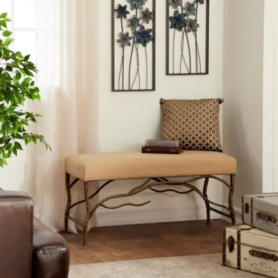 Farmhouse Wood Rectangle Bench Brown - Olivia & May image {2}