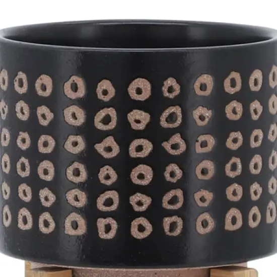 5.25" Ceramic Planter on Stand Brown - Sagebrook Home image {5}