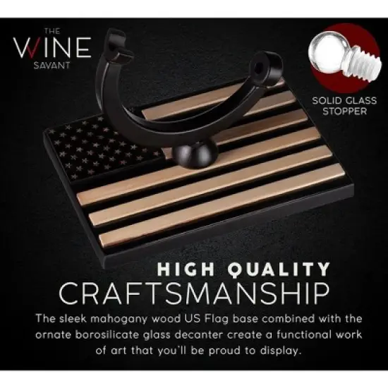 The Wine Savant Army Globe Design Whiskey & Wine Decanter Set Includes 4 Whiskey Glasses & 9 Whiskey Stones Laid on A Beautiful Wood Base - 850 ml image {4}