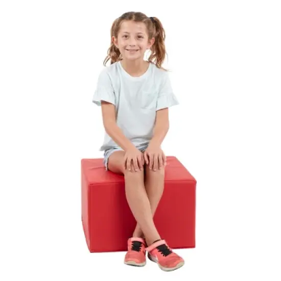 ECR4Kids SoftZone Square Foam Ottoman, Flexible Seating, 12in Seat Height, 4-Piece image {2}