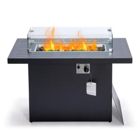 LeisureMod Chelsea Modern Aluminum Patio Propane Fire Pit Table &ndash; Outdoor Heating Table for Patio, Deck, Balcony, Backyard, and Garden Spaces image {4}