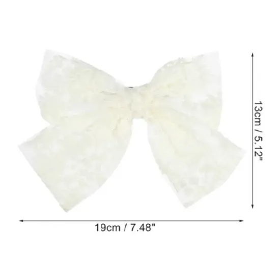 Unique Bargains Large Lace Bowknot Hair Clips Beige 2 Pcs image {3}