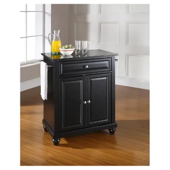 Cambridge Solid Black Granite Top Portable Kitchen Island - Crosley image {2}