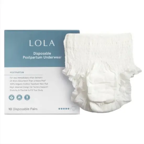 LOLA Postpartum Underwear with Organic Cotton Maxi Pad - 10ct image {12}