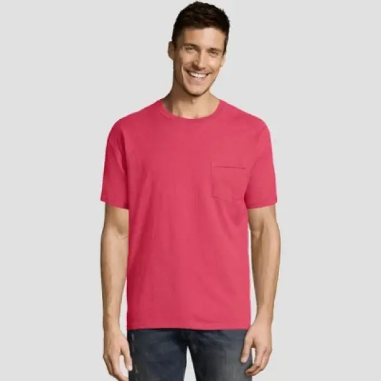 Hanes Men's Short Sleeve 1901 Garment Dyed Pocket T-Shirt image {6}