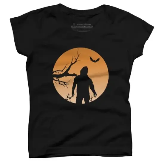Girl's Design By Humans Yeti Halloween Harvest Moon By LivedInTees T-Shirt image {3}