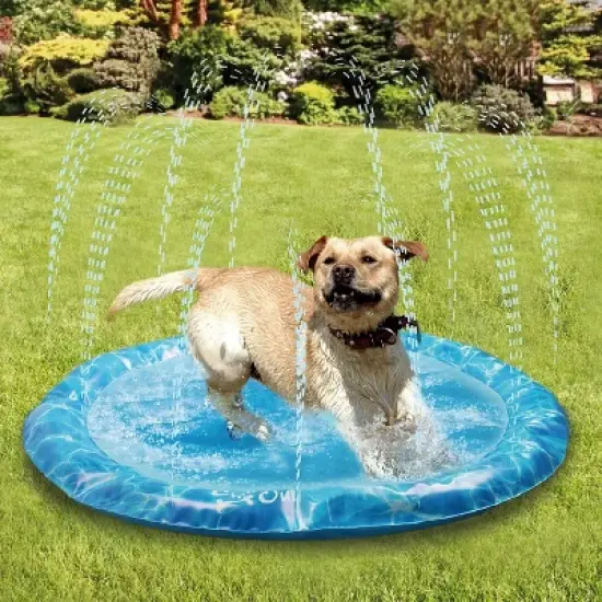 Allforpaws Non-Slip Splash Pad for Kids and Dog, Sprinkler Fun Pool Mat for Summer image {1}