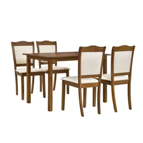 5-Piece Wood Dining Table Set with Upholstered Chairs-ModernLuxe image {3}