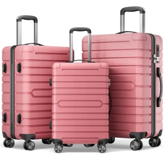 SKONYON 3-Piece Hardshell Luggage Set Durable ABS+PC Suitcase with Spinner Wheels, TSA Lock & YKK Zipper image {10}