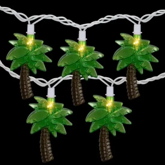 Northlight Tropical Palm Tree Indoor Outdoor Patio Light Set -  7' White Wire - 10ct image {2}
