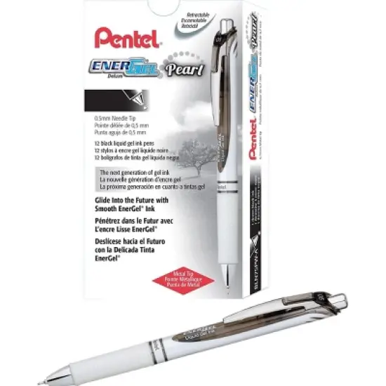 Pentel EnerGel Pearl Deluxe RTX Gel Retractable Pens Fine Point Black Ink 163809 image {2}