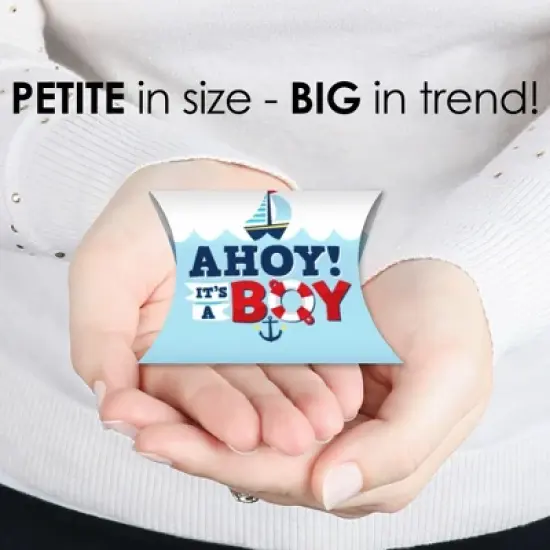 Big Dot of Happiness Ahoy It's a Boy - Favor Gift Boxes - Nautical Baby Shower Petite Pillow Boxes - Set of 20 image {2}