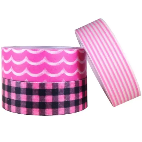 Wrapables Pink Pleasure Japanese Washi Masking Tape (Set of 3) image {2}