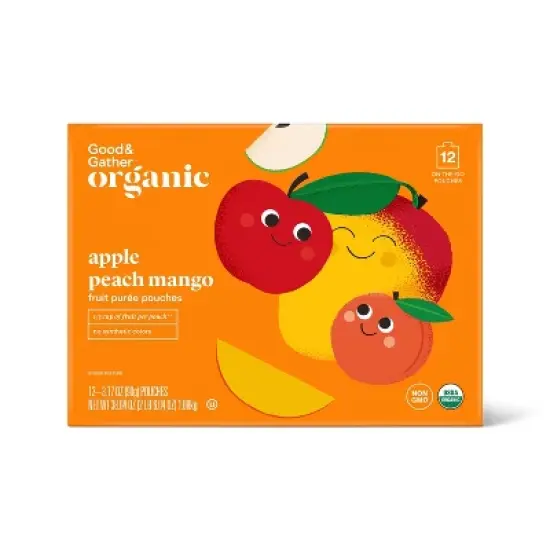 Organic Apple Peach Mango Fruit Puree Pouches - 38.04oz/12ct - Good & Gather&trade; image {4}