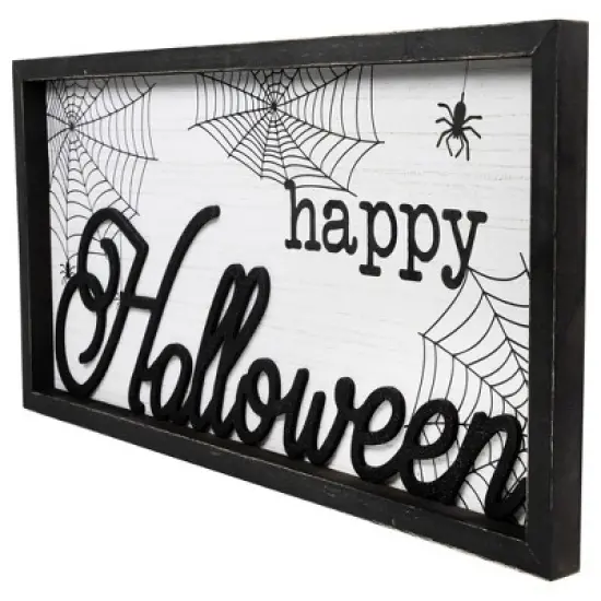 Northlight Framed "Happy Halloween" Spider Web Wall Sign - 23.5" image {3}