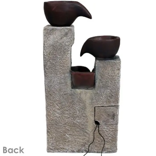Sunnydaze Outdoor Polyresin Solar Powered Aged Tiered Vessels Water Fountain with Battery Backup - 29" image {6}
